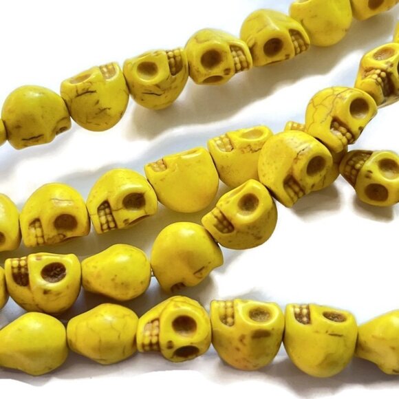 As low as $2! Yellow Howlite Skull Beads 10mm X 9.5mm X 8mm (16) - Picture 3 of 3